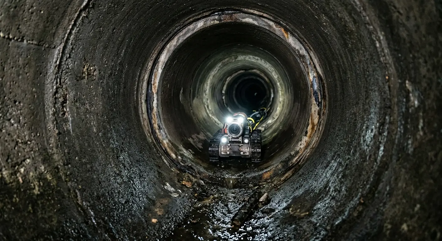 Robotic sewer camera inspecting pipe interior for Drain Snake Service in Abilene